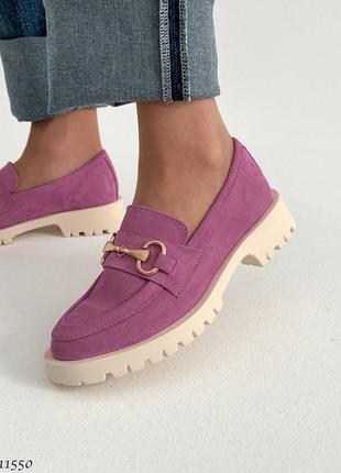 Premium! женские замшевые розовые лоферы на каблуке весенне осенние туфли натуральная замша1 фото