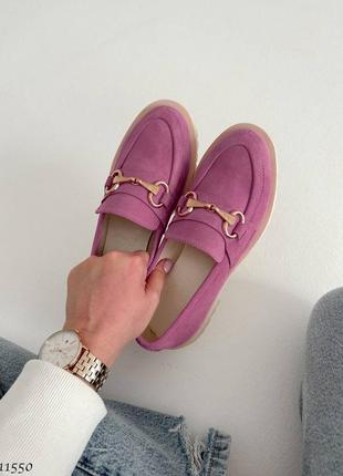 Premium! женские замшевые розовые лоферы на каблуке весенне осенние туфли натуральная замша4 фото
