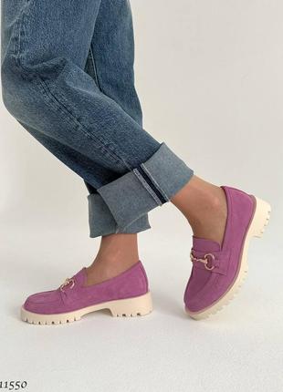 Premium! женские замшевые розовые лоферы на каблуке весенне осенние туфли натуральная замша6 фото