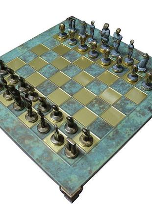 Шахматы manopoulos кикладское искусство в деревянном футляре 44 х 44 см бирюзовые (s23btir)