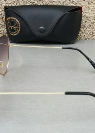 Очки в стиле ray ban aviator 62 унисекс солнцезащитные капли коричневый градиент в золотом металле3 фото