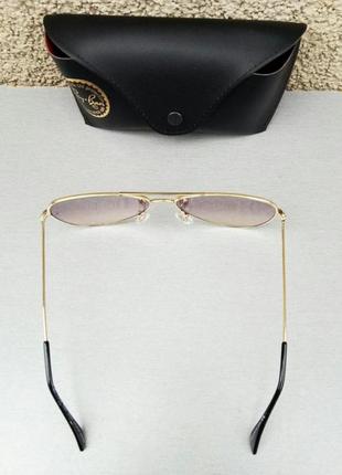 Очки в стиле ray ban aviator 62 унисекс солнцезащитные капли коричневый градиент в золотом металле4 фото