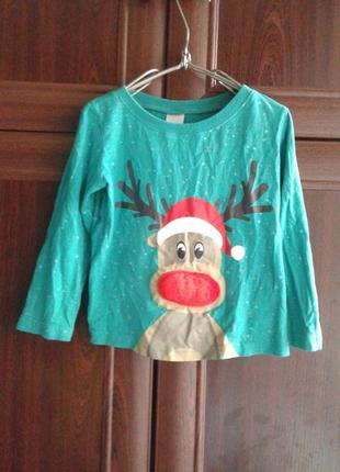 Лонгслів, футболка новорічна 3d принтом avon 3-4 г 98-104 см1 фото