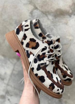 Новинка! натуральные туфли с леопардовым принтом,36-413 фото