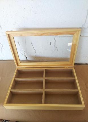 Скринька бежева wooden organizer для окулярів1 фото