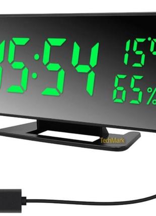 Годинник настільний vst-888y електронний з датчиком температури і вологості зелений