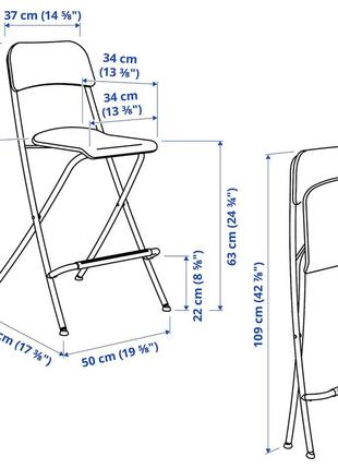 Табурет складной со спинкой, черный/черный, 63 см franklin (504.064.65) ikea7 фото