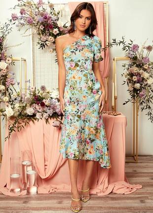 Сукня коктейльна асиметрична класична квіткова, 1500+ відгуків, єдиний екземпляр6 фото