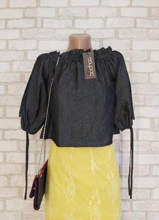 Фірмова boohoo укорочена стильна блуза під джинс у складі віскоза, розмір л-ка