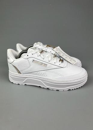 Фирменные кожаные кроссовки reebok club c double geo