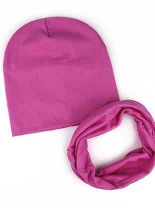 Шапка и шарф хомут демисезон, набор детский зима шапка и шарф хомут плюс перчатки3 фото