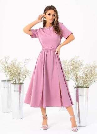 Розовое платье с разрезом и вырезом на спине, размер s1 фото