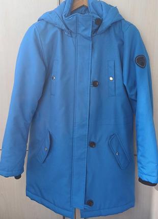 Куртка весенне-оснняя, яркого темно голубого цвета, размер м-l, бред only1 фото