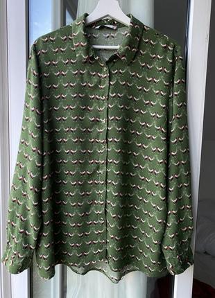 Вискозная рубашка с принтом фазаны2 фото