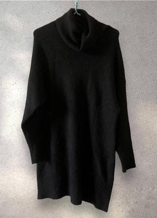 Черное теплое платье с воротником бохо гранд1 фото