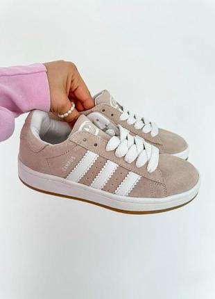 Классные женские кроссовки adidas campus 00s beige cloud white gum бежевые