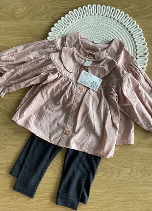 Костюм из рубашки и лосинков от бренда h&m для девочки