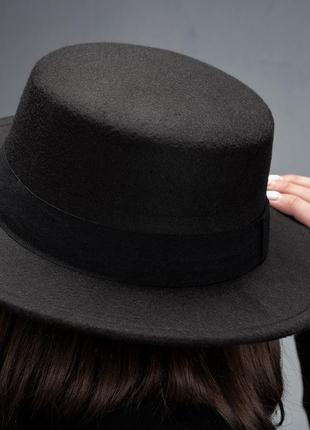 Шляпа с широкими полями черная2 фото