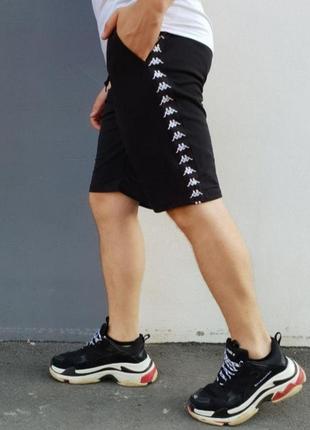 Спортивные шорты kappa с лампасами мужские, каппа черные4 фото