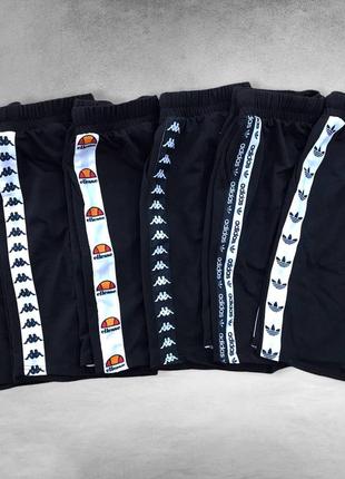 Спортивные шорты kappa с лампасами мужские, каппа черные7 фото