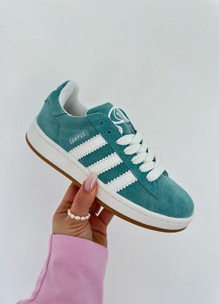 Стильные женские кроссовки adidas campus 00s sea blue cloud white gum цвет морской волны