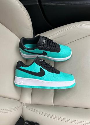 Кросівки жіночі / чоловічі зелені / чорні з шкіри nike air force 1 tiffany & co3 фото