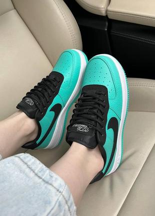 Кросівки жіночі / чоловічі зелені / чорні з шкіри nike air force 1 tiffany & co8 фото