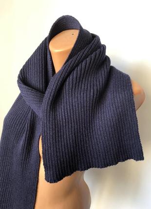 Базовый синий шерстяной шарф вязаный a3 a. forty three шерсть теплый шарф2 фото