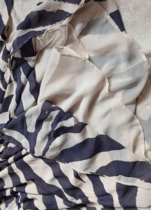 Сукня шифон халат з об'ємними рукавами ліхтариками буфами пишний принт абстракція анімалістичний тваринний із поясом літнє легке повітряне6 фото