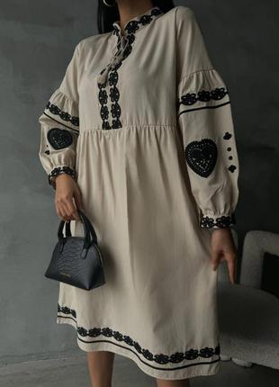 Накладной платеж ❤ турецкое хлопковое платье рубашка вышиванка с рукавами фонариками1 фото