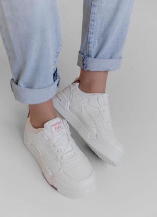 👟 белые кроссовки с малиновыми вставками3 фото
