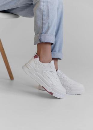 👟 белые кроссовки с малиновыми вставками5 фото