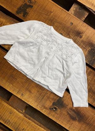 Детская хлопковая кофта (кардиган) с кружевом mothercare (мазеркеа 6-9 мес 68-74 см идеал оригинал)