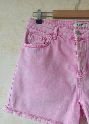 Розовые джинсовые шорты мом, mom в стиле zara высокая посадка2 фото
