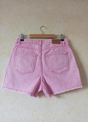 Розовые джинсовые шорты мом, mom в стиле zara высокая посадка4 фото