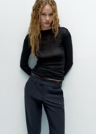 Брюки женские zara, цвет темно-синий😍 штани боксери брюки5 фото