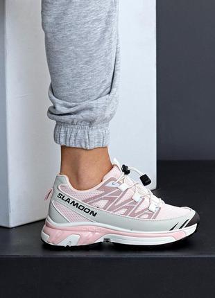 Круті молодіжні комбіновані рожеві кросівки шнурівка фіксатор6 фото