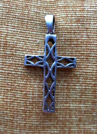 Круглый оригинальный серебряный крест винтаж унисекс3 фото