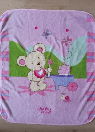 Качественное одеяло с мишкой для девочки/ детский толстый пледик
