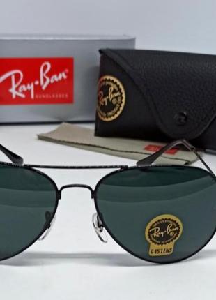 Очки в стиле ray ban aviator 58 унисекс солнцезащитные черные стекло в черном металле2 фото