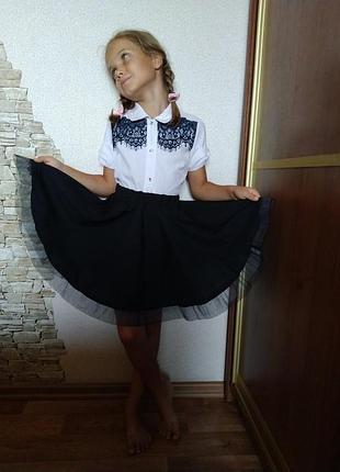 Юбка школьная солнце с фатиновым низом