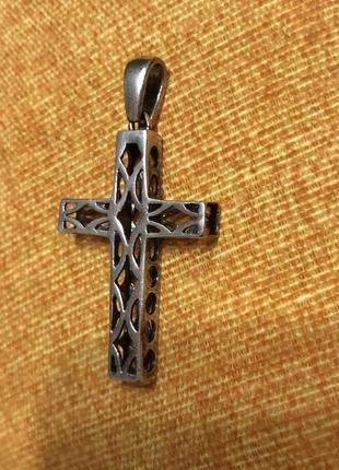 Круглый оригинальный серебряный крест винтаж унисекс9 фото
