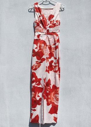 Красивое длинное обегающее платье с розами karen millen4 фото