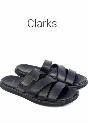 Шкіряні чоловічі шльопанці сланці clarks оригінал