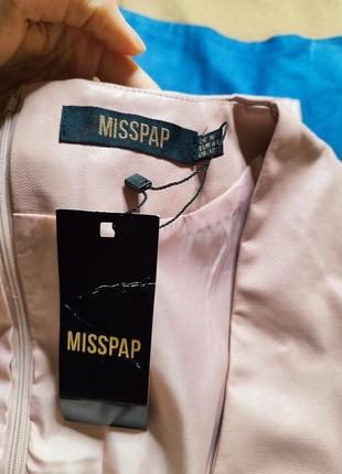 Misspap платье пудровое розовое эко кожа длинный рукав по фигуре карандаш футляр новое7 фото