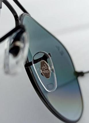 Окуляри в стилі ray ban aviator 62 чоловічі сонцезахисні краплі блакитний градієнт скло в чорному металі5 фото