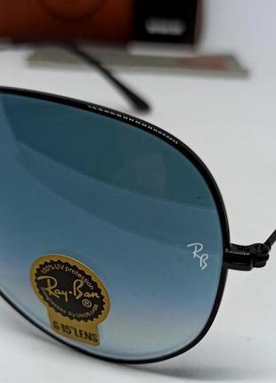 Окуляри в стилі ray ban aviator 62 чоловічі сонцезахисні краплі блакитний градієнт скло в чорному металі3 фото