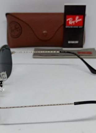 Очки в стиле ray ban aviator 58 унисекс солнцезащитные капли черные стекло в серебристом металле4 фото