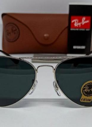 Очки в стиле ray ban aviator 58 унисекс солнцезащитные капли черные стекло в серебристом металле2 фото