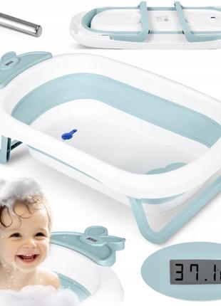 Ванночка детская складная с жк-термометром ricokids голубая (польша)